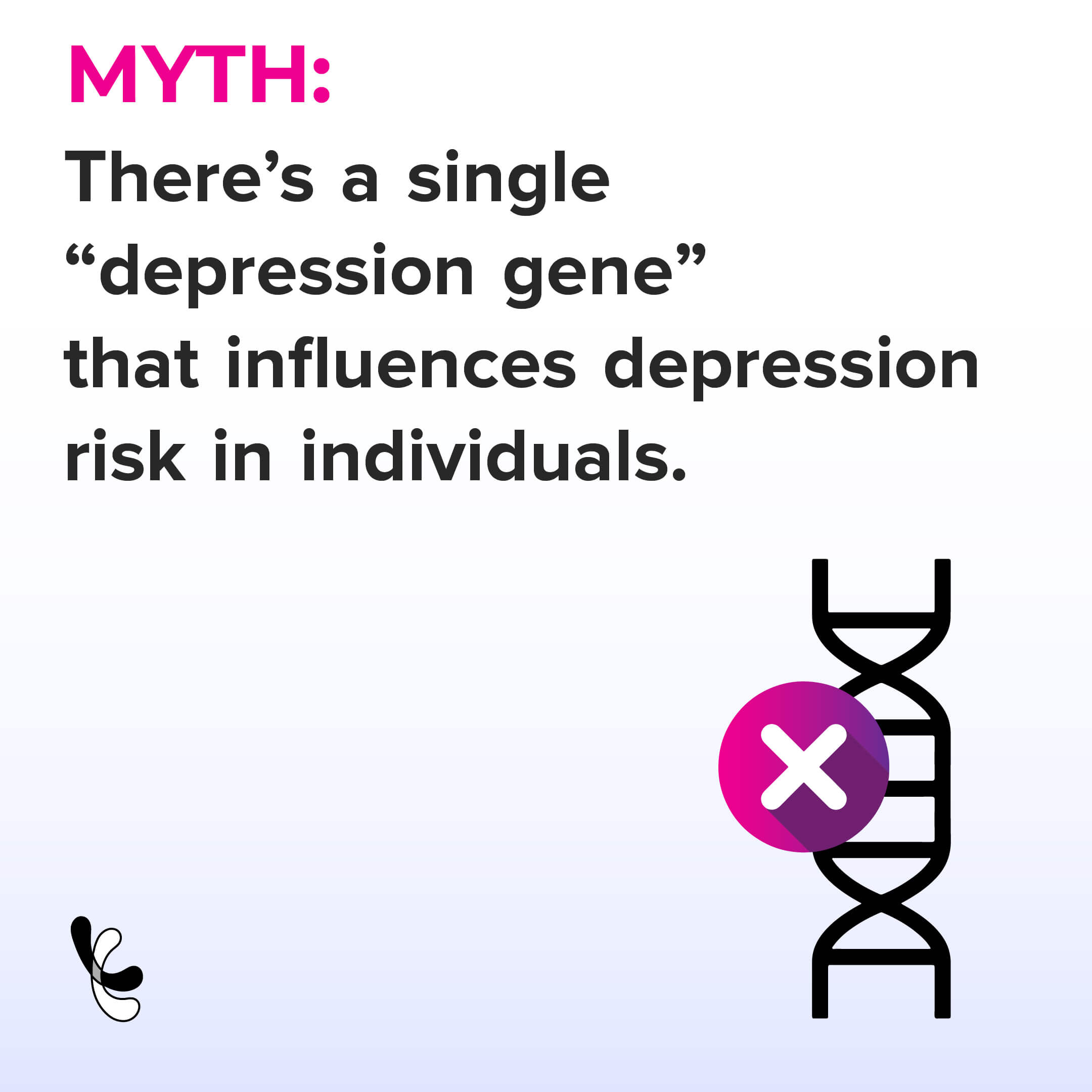 Myth about depression with a DNA strand icon